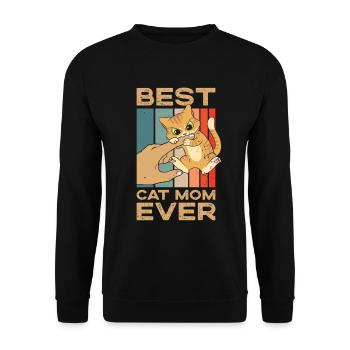 Vintage Best Cat Mom Ever chaton maman Chats - Sweat-shirt Unisexe - noir - Devant - Alina (178cm) & Michal (187cm)