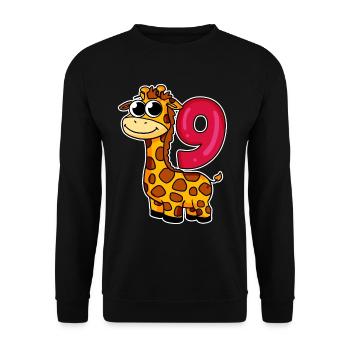 9 birthday giraffe - 9 years old - Unisex Sweatshirt - black - Front - Alina (178cm) & Michal (187cm)