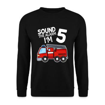 5. Children's birthday - 5 years old - fire brigade - Unisex Sweatshirt - black - Front - Alina (178cm) & Michal (187cm)