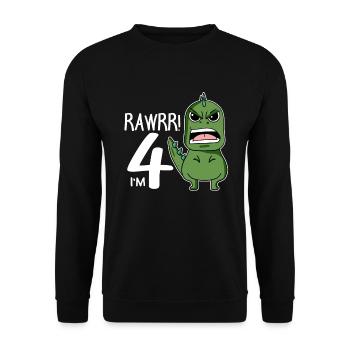 4. Geburtstag - 4 Jahre alt - Ich bin 4 - Unisex Pullover - Schwarz - Vorne - Alina (178cm) & Michal (187cm)