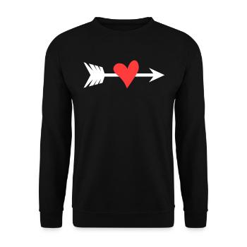 Herz Pfeil - Unisex Pullover - Schwarz - Vorne - Alina (178cm) & Michal (187cm)