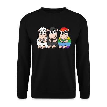 Black Sheep - Rainbow Sheep - Unisex Sweatshirt - black - Front - Alina (178cm) & Michal (187cm)
