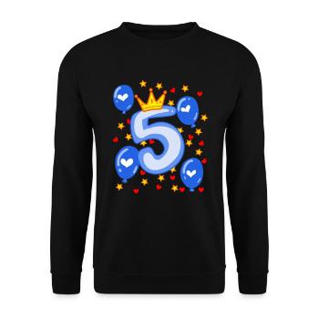 5ème Anniversaire Jeunes Ballons Couronne Étoiles - Sweat-shirt Unisexe - noir - Devant - Alina (178cm) & Michal (187cm)