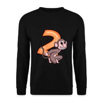 2 years - monkey - 2nd birthday motif - Unisex Sweatshirt - black - Front - Alina (178cm) & Michal (187cm)