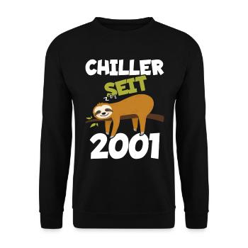 Chiller seit 2001 Faultier Jahrgang 2001 - Unisex Pullover - Schwarz - Vorne - Alina (178cm) & Michal (187cm)