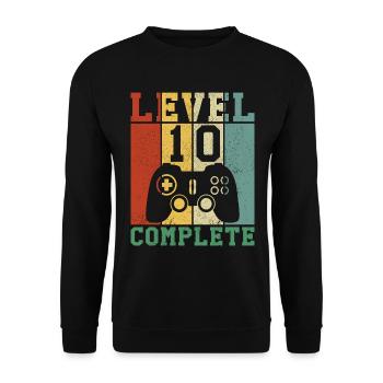 10 Geburtstag Level 10 complete - Unisex Pullover - Schwarz - Vorne - Alina (178cm) & Michal (187cm)