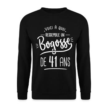 bogosse 41 ans cadeau humour anniversaire 41 ans - Sweat-shirt Unisexe - noir - Devant - Alina (178cm) & Michal (187cm)