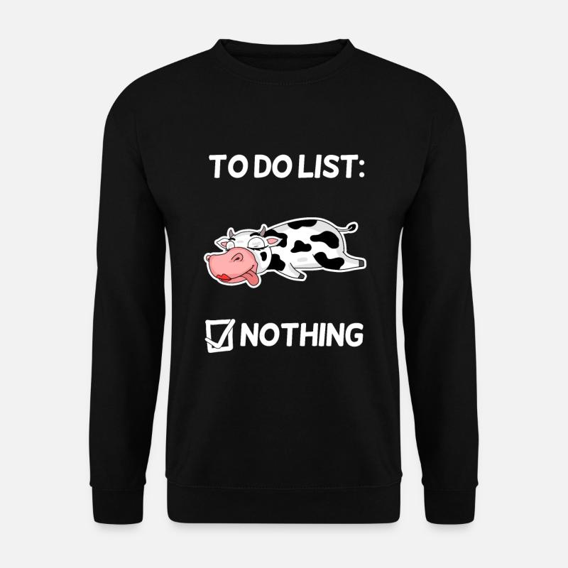 Kuh Entspannen Faul lustig - Unisex Pullover - Schwarz