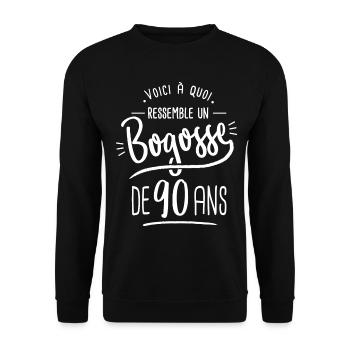 bogosse 90 ans cadeau humour anniversaire 90 ans - Sweat-shirt Unisexe - noir - Devant - Alina (178cm) & Michal (187cm)