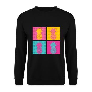 Ananas Pop Art Hawaii - Sweat-shirt Unisexe - noir - Devant - Alina (178cm) & Michal (187cm)