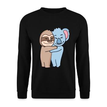 Sloth and koala cuddle cute animals - Unisex Sweatshirt - black - Front - Alina (178cm) & Michal (187cm)