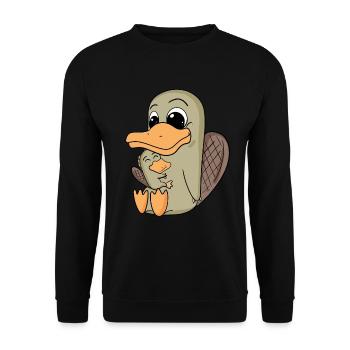 Platypus Family - Platypus with baby - Unisex Sweatshirt - black - Front - Alina (178cm) & Michal (187cm)