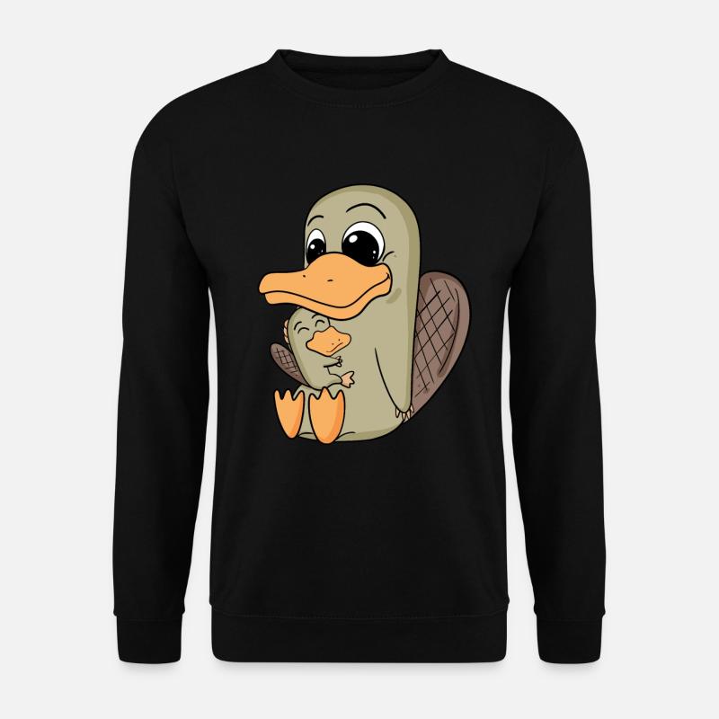 Schnabeltier Familie - Schnabeltier mit Baby - Unisex Pullover - Schwarz
