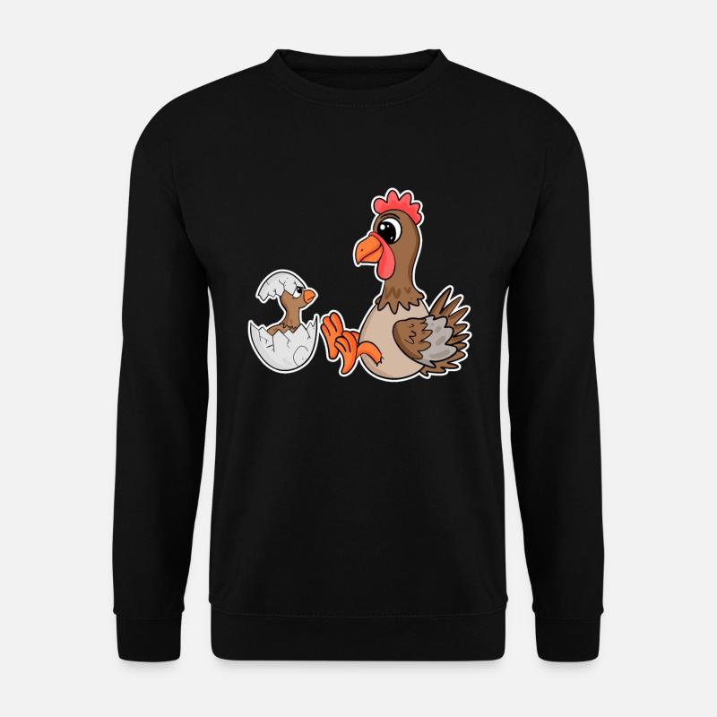 Huhn mit Baby Huhn - Unisex Pullover - Schwarz