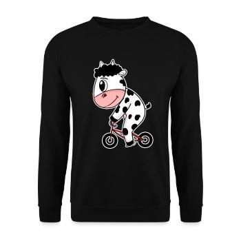 Cow on bike - Unisex Sweatshirt - black - Front - Alina (178cm) & Michal (187cm)