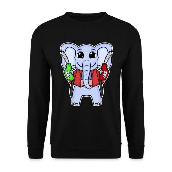 Tankwart Elefant Tankstelle - Unisex Pullover - Schwarz - Vorne - Alina (178cm) & Michal (187cm)