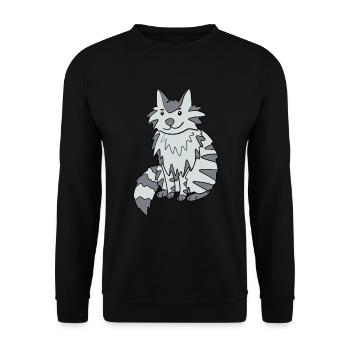Maine Coon Katze - Unisex Pullover - Schwarz - Vorne - Alina (178cm) & Michal (187cm)