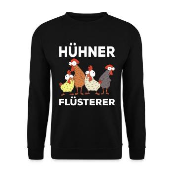 Hühnerflüsterer Huhn Hühnchen Landwirt Hühnerbauer - Unisex Pullover - Schwarz - Vorne - Alina (178cm) & Michal (187cm)