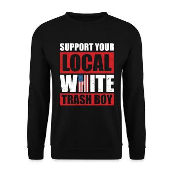 Support Your Local White Trash Boy - Unisex Pullover - Schwarz - Vorne - Alina (178cm) & Michal (187cm)