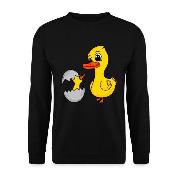 Canard avec bébé canard - Sweat-shirt Unisexe - noir - Devant - Alina (178cm) & Michal (187cm)