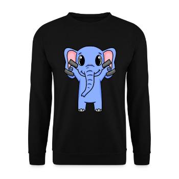 Elefant Fitness Motivation Gym Geschenk - Unisex Pullover - Schwarz - Vorne - Alina (178cm) & Michal (187cm)