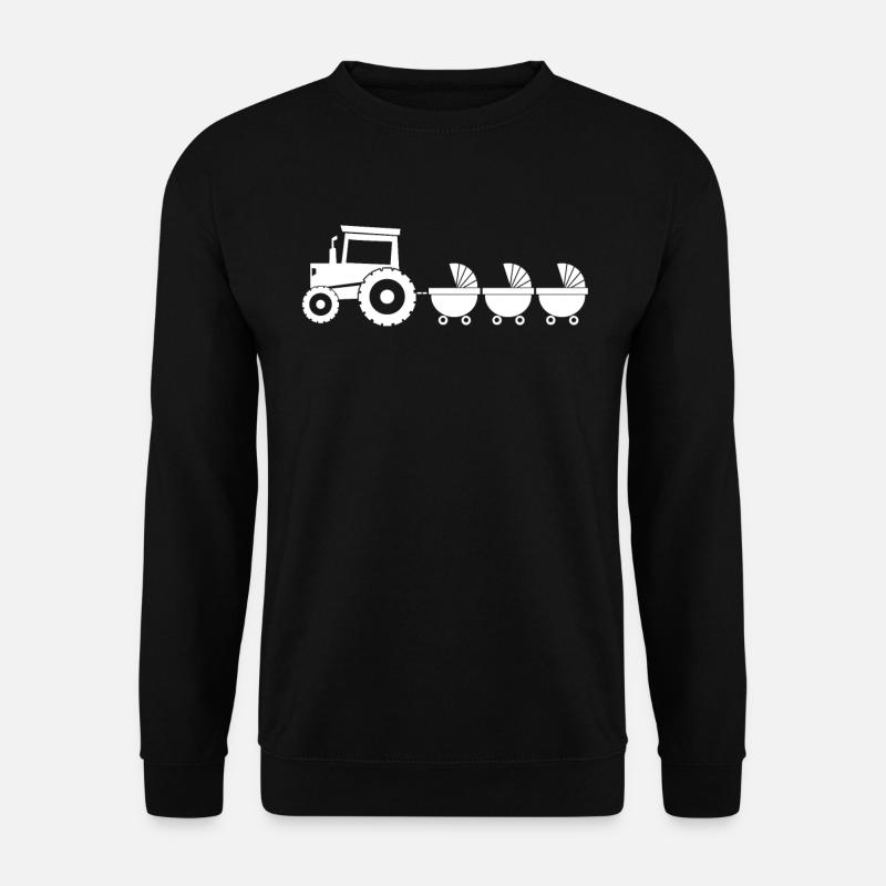 Traktor mit Babywagen - Drillinge - Unisex Pullover - Schwarz