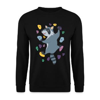 Waschbär Klettern - Unisex Pullover - Schwarz - Vorne - Alina (178cm) & Michal (187cm)