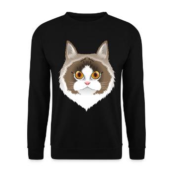 Ragdoll Porträt - Unisex Pullover - Schwarz - Vorne - Alina (178cm) & Michal (187cm)