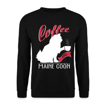 Coffee Maine Coon - Unisex Sweatshirt - black - Front - Alina (178cm) & Michal (187cm)