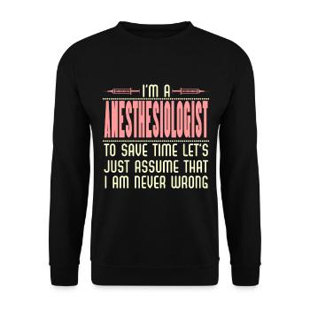 Anesthesia Funny - Unisex Sweatshirt - black - Front - Alina (178cm) & Michal (187cm)
