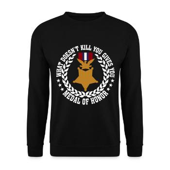 Medaille Motivation - Unisex Pullover - Schwarz - Vorne - Alina (178cm) & Michal (187cm)