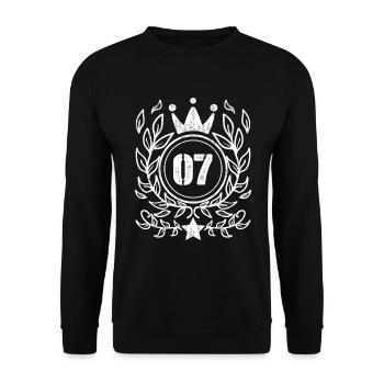 7 Number Crown Wreath - Unisex Sweatshirt - black - Front - Alina (178cm) & Michal (187cm)