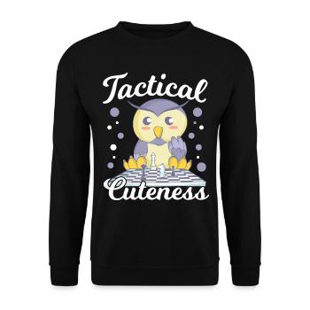 Schachmatt Barred Owl Schach Dame, Schach - Unisex Pullover - Schwarz - Vorne - Alina (178cm) & Michal (187cm)