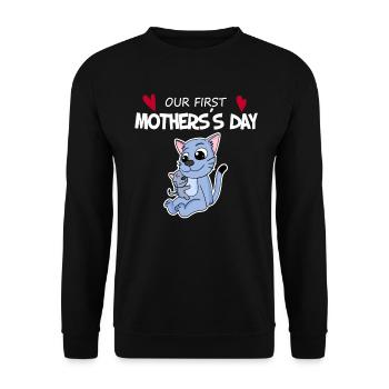 First Mother's Day - Unisex Sweatshirt - black - Front - Alina (178cm) & Michal (187cm)