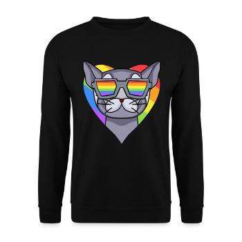 CHAT LGBT British Shorthair Rainbow - Sweat-shirt Unisexe - noir - Devant - Alina (178cm) & Michal (187cm)