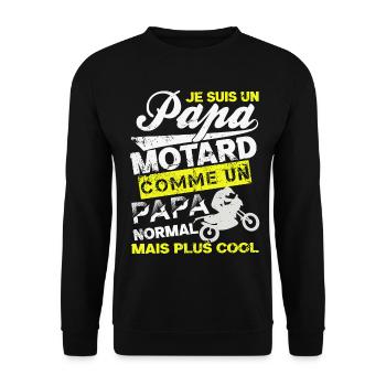 Papa Motard Audacieux - Sweat-shirt Unisexe - noir - Devant - Alina (178cm) & Michal (187cm)