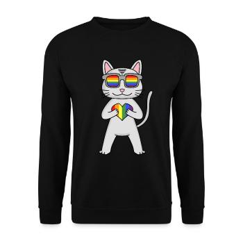 LGBT Cat Devon Rex Rainbow - Unisex Sweatshirt - black - Front - Alina (178cm) & Michal (187cm)