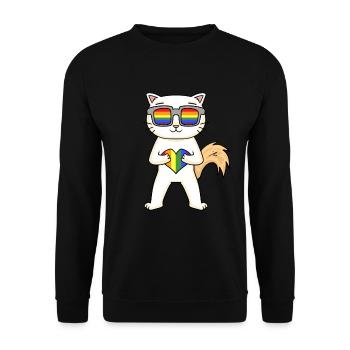 Chat LGBT Turc Angora Arc-en-ciel - Sweat-shirt Unisexe - noir - Devant - Alina (178cm) & Michal (187cm)