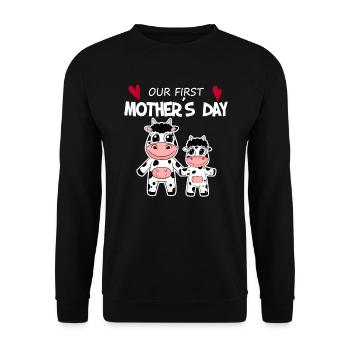 Mother's Day - First Mother's Day Gift - Unisex Sweatshirt - black - Front - Alina (178cm) & Michal (187cm)