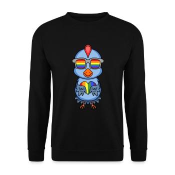 LGBT Tier Huhn Regenbogen - Unisex Pullover - Schwarz - Vorne - Alina (178cm) & Michal (187cm)