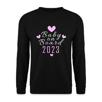 Bébé à bord grossesse enceinte 2023 - Sweat-shirt Unisexe - noir - Devant - Alina (178cm) & Michal (187cm)