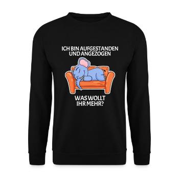 Aufgestanden und angezogen - für faule Menschen - Unisex Pullover - Schwarz - Vorne - Alina (178cm) & Michal (187cm)