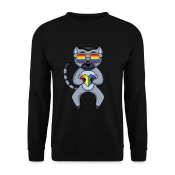 LGBT Tier Lemur Regenbogen - Unisex Pullover - Schwarz - Vorne - Alina (178cm) & Michal (187cm)