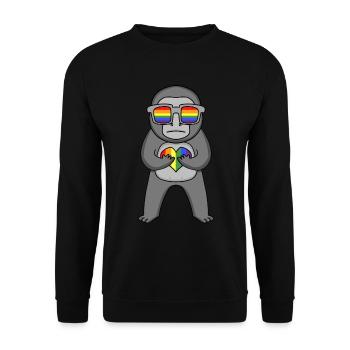 LGBT Tier Affe Gorilla Regenbogen - Unisex Pullover - Schwarz - Vorne - Alina (178cm) & Michal (187cm)