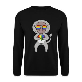 LGBT Tier Affe hamadryad Regenbogen - Unisex Pullover - Schwarz - Vorne - Alina (178cm) & Michal (187cm)