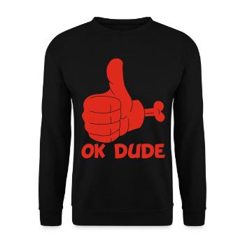 Ok Mann! (rot) - Unisex Pullover - Schwarz - Vorne - Alina (178cm) & Michal (187cm)