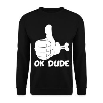 Ok Mann! (weiß) - Unisex Pullover - Schwarz - Vorne - Alina (178cm) & Michal (187cm)