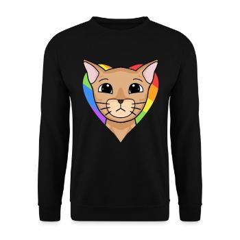 LGBT Katze Abessinierkatze Regenbogen - Unisex Pullover - Schwarz - Vorne - Alina (178cm) & Michal (187cm)