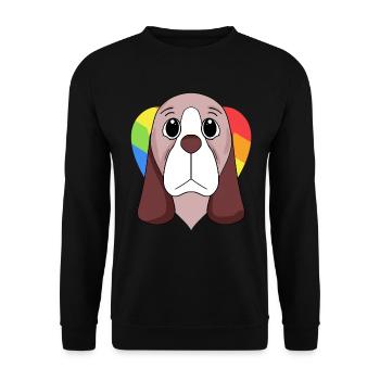Basset Hound Hund - Unisex Pullover - Schwarz - Vorne - Alina (178cm) & Michal (187cm)