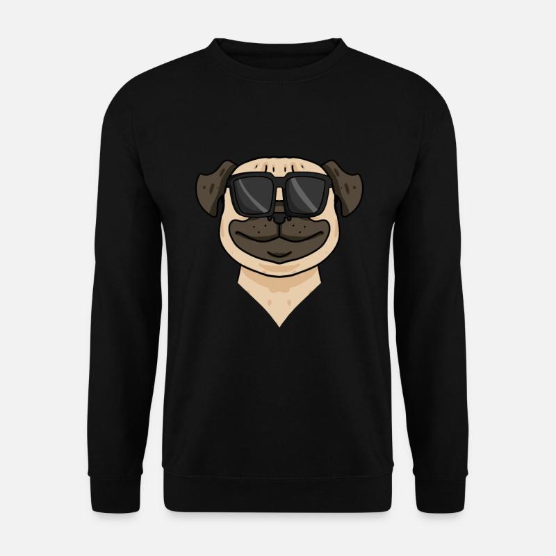 Mops Hund mit Sonnenbrille - Unisex Pullover - Schwarz
